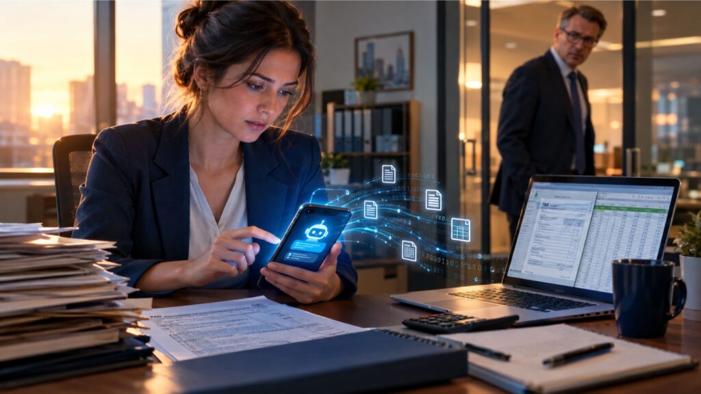 Staff Put Client Data in ChatGPT? What CPA Firms Must Do Now 1 Client data in ChatGPT on an accountant’s smartphone